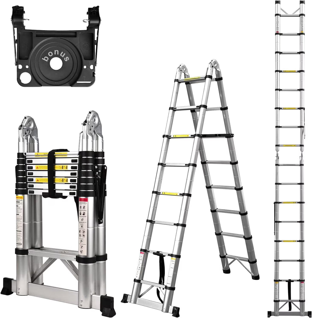 Telescoping Aluminum Extension Ladder, 16.5 Ft, 330 lb I295680