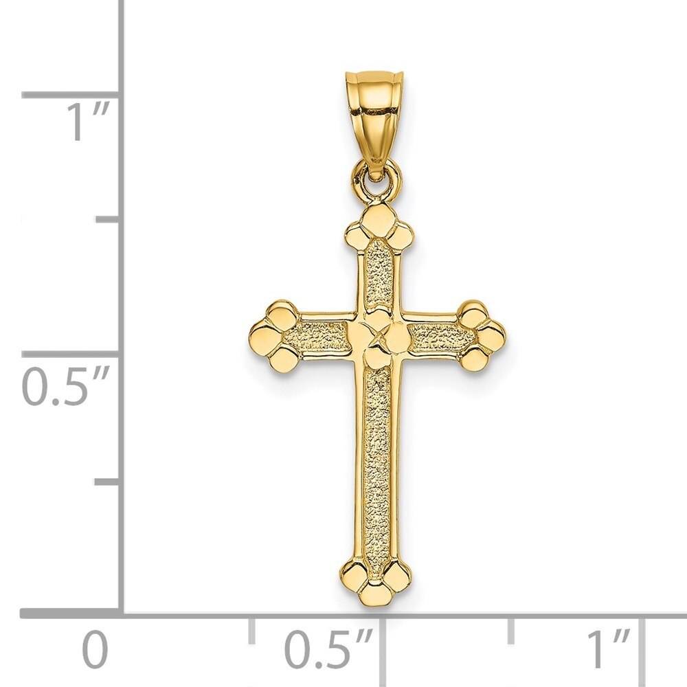 14k Yellow Gold Polished Engraved Solid Cross Pendant F91618
