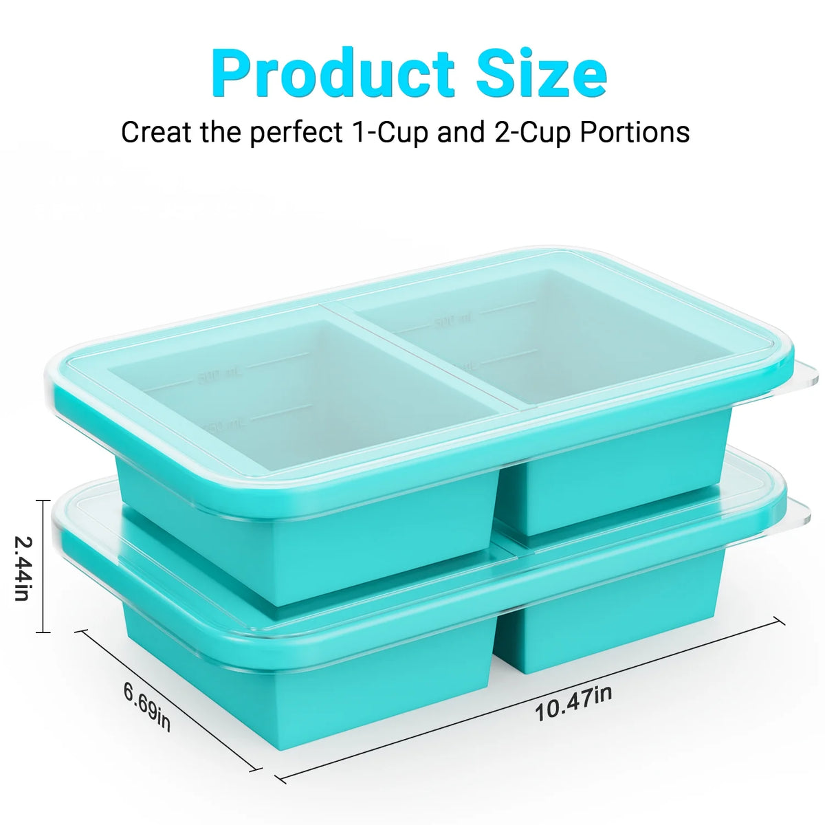 Blue 2 Pack Silicone Freezing Tray with Lid I736627