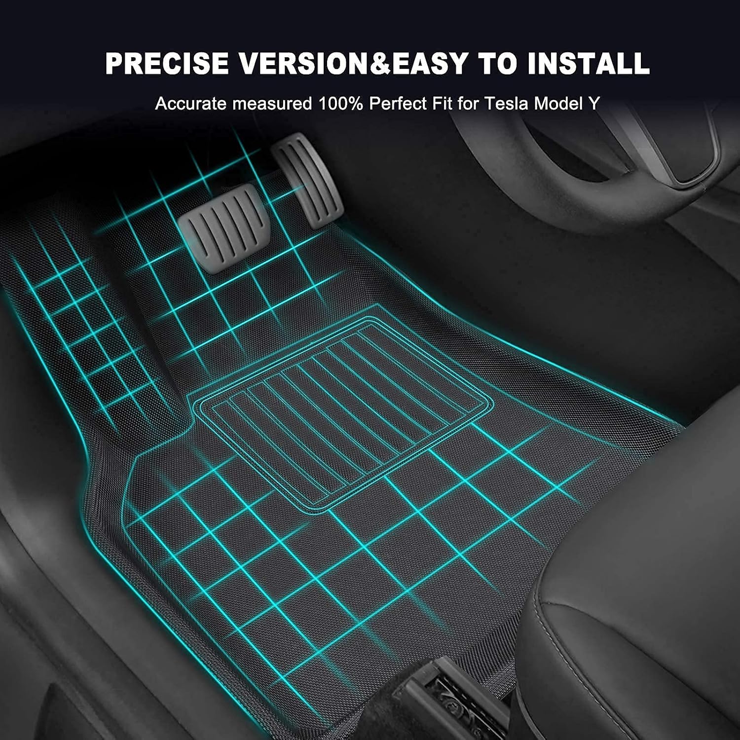 Black All-Weather TPE Floor Mats for Tesla Model Y L32971