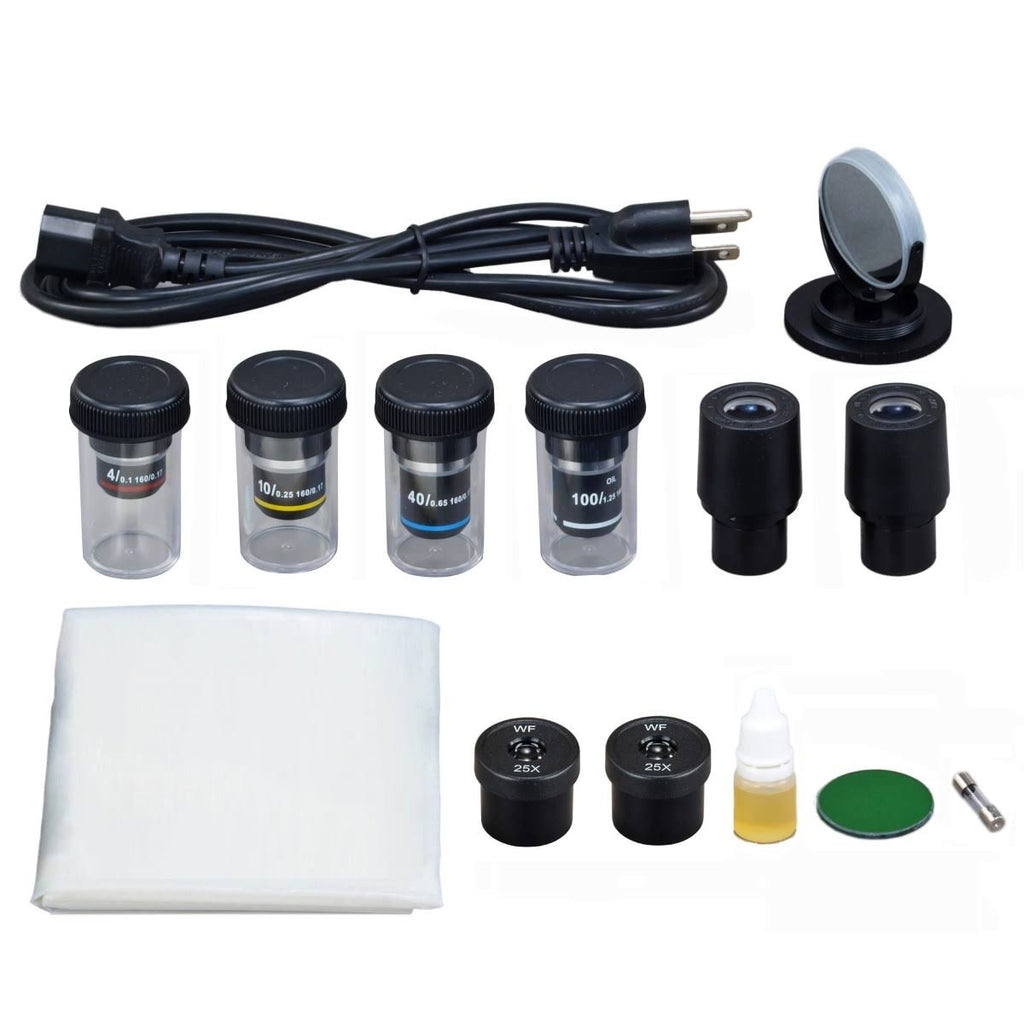 40X-2500X LED Trinocular Compound Microscope with Phase Contrast Kit W9454
