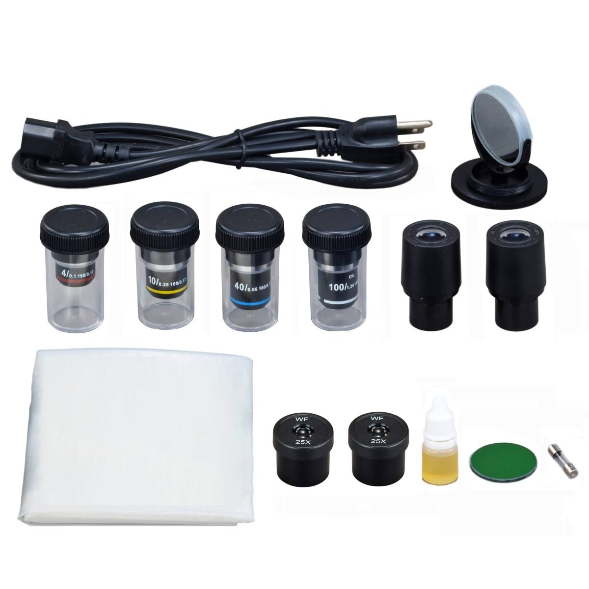 40X-2500X LED Trinocular Compound Microscope with Phase Contrast Kit W9454