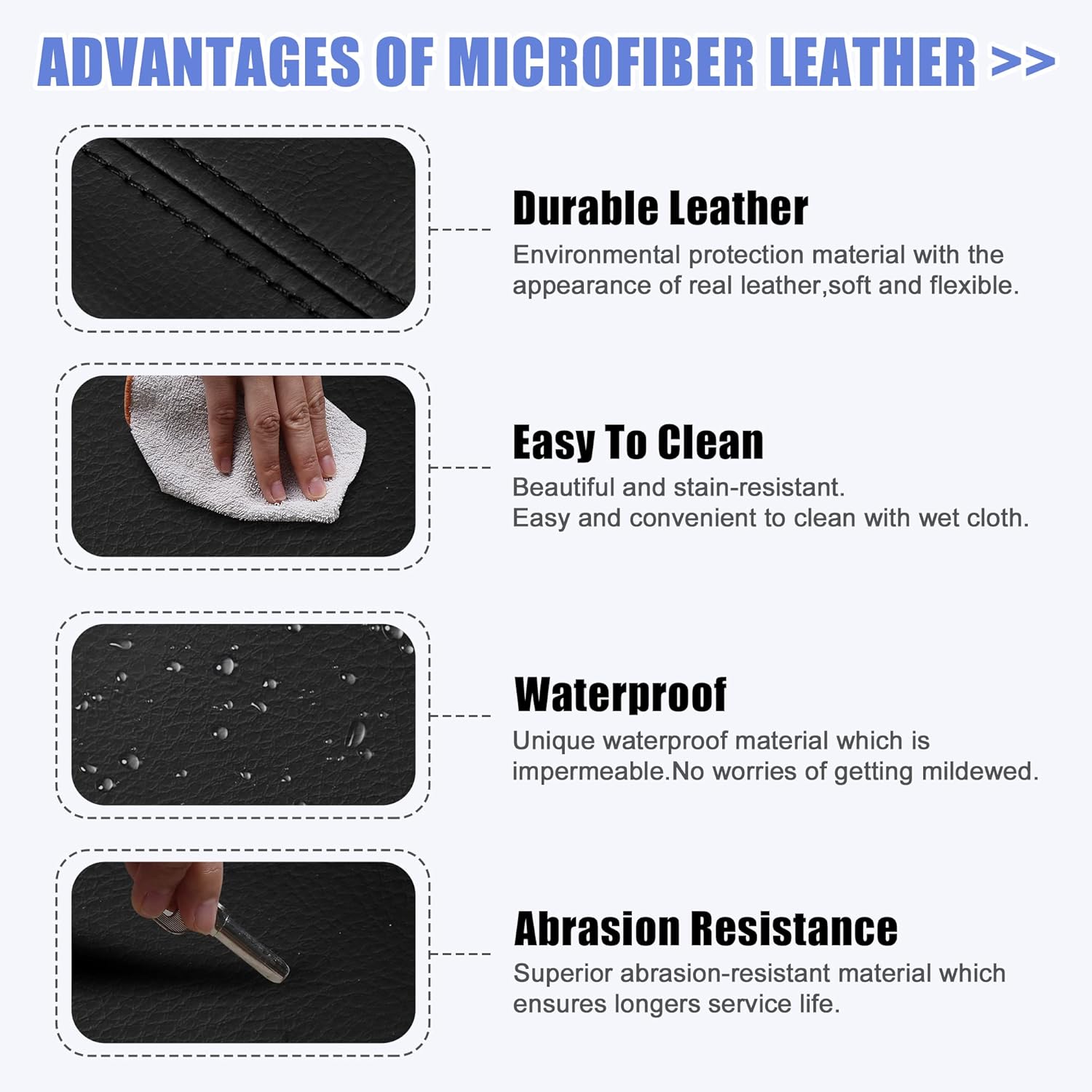Black Microfiber Leather Center Console Lid Cover Protector I934