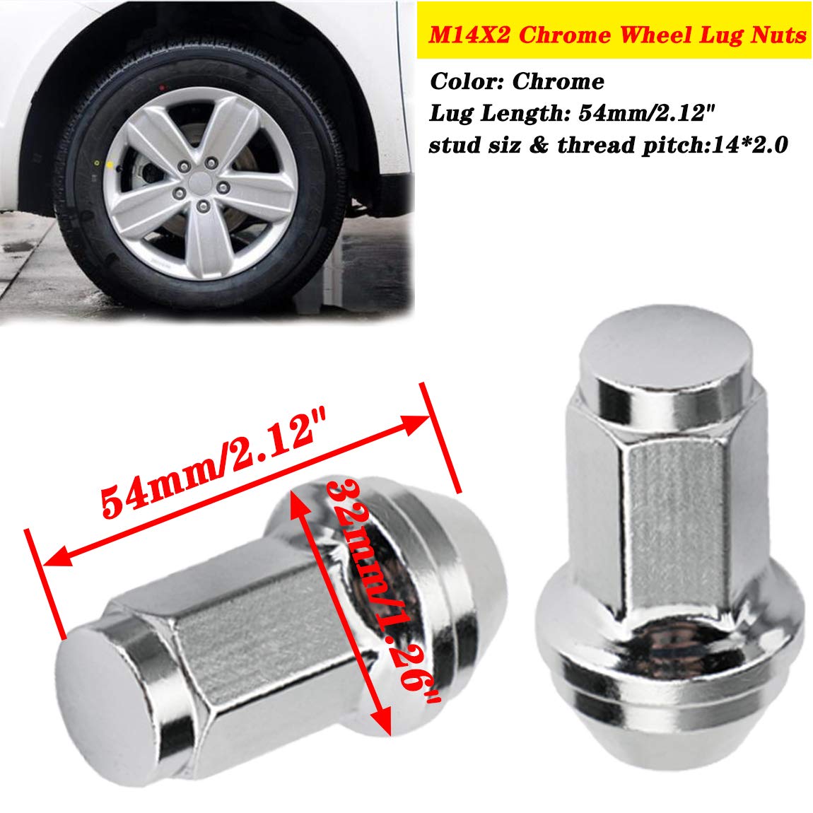 Chrome Wheel Lug Nuts 24 Pcs C873832