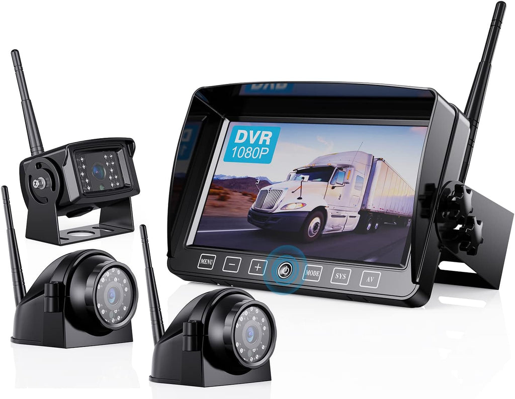 1080P Wireless Backup Camera System with 10 Inch DVR 4 Split Monitor Z344