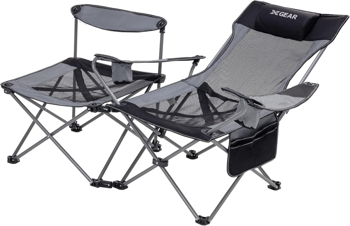 2 in 1 Folding Camping Chair with Detachable Table (Black) J512757