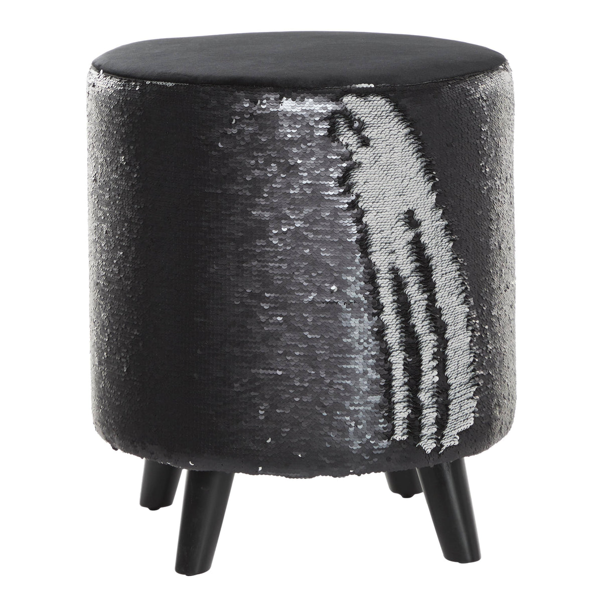 Black Wood and Fabric Stool M456