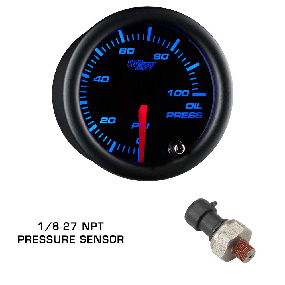 Black 7 Color 100 PSI Oil Pressure, Water Temperature & Volt Gauges with Triple Pillar Pod Q737935