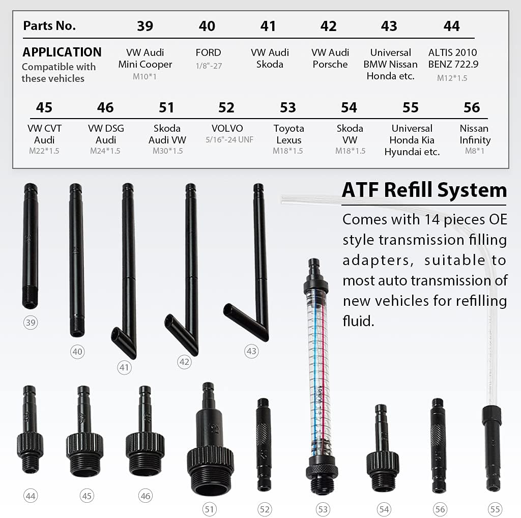 10.5 Liter Manual ATF Refill System with 14 Pieces Adapters F7256