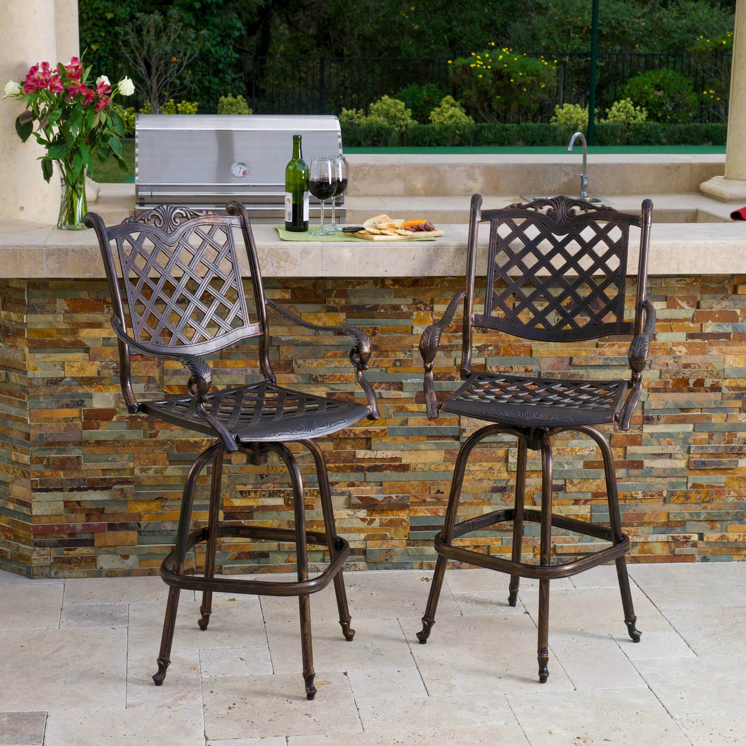 Shiny Copper Cast Aluminum Outdoor Bar Stool, Set of 2 Z285197