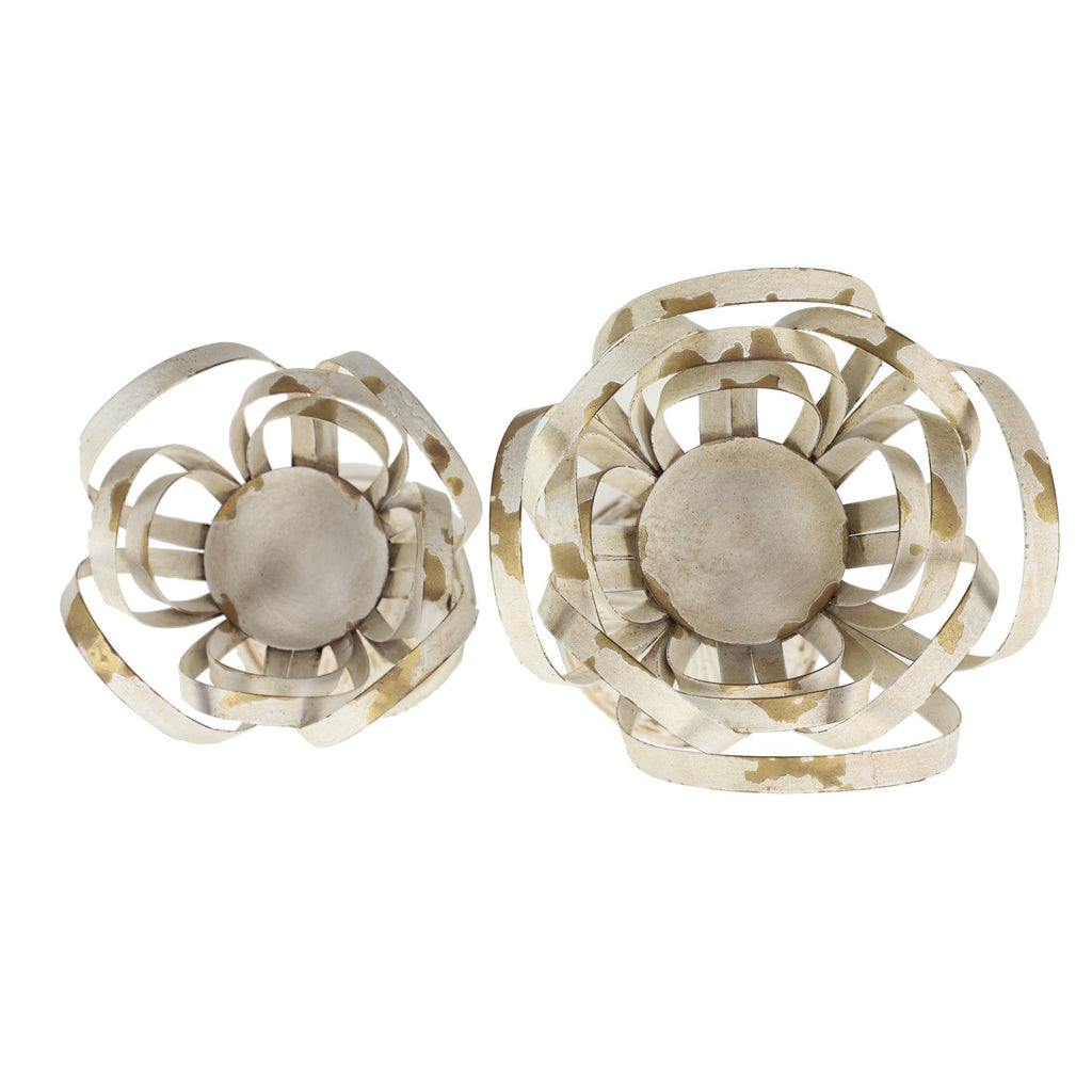 Distressed White Metal Candle Holders (Set of 2) K642359