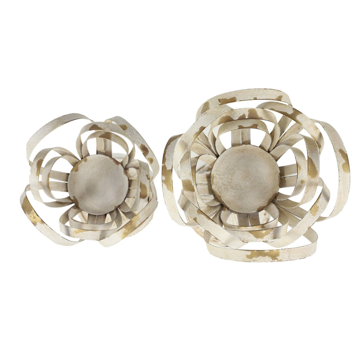 Distressed White Metal Candle Holders (Set of 2) K642359