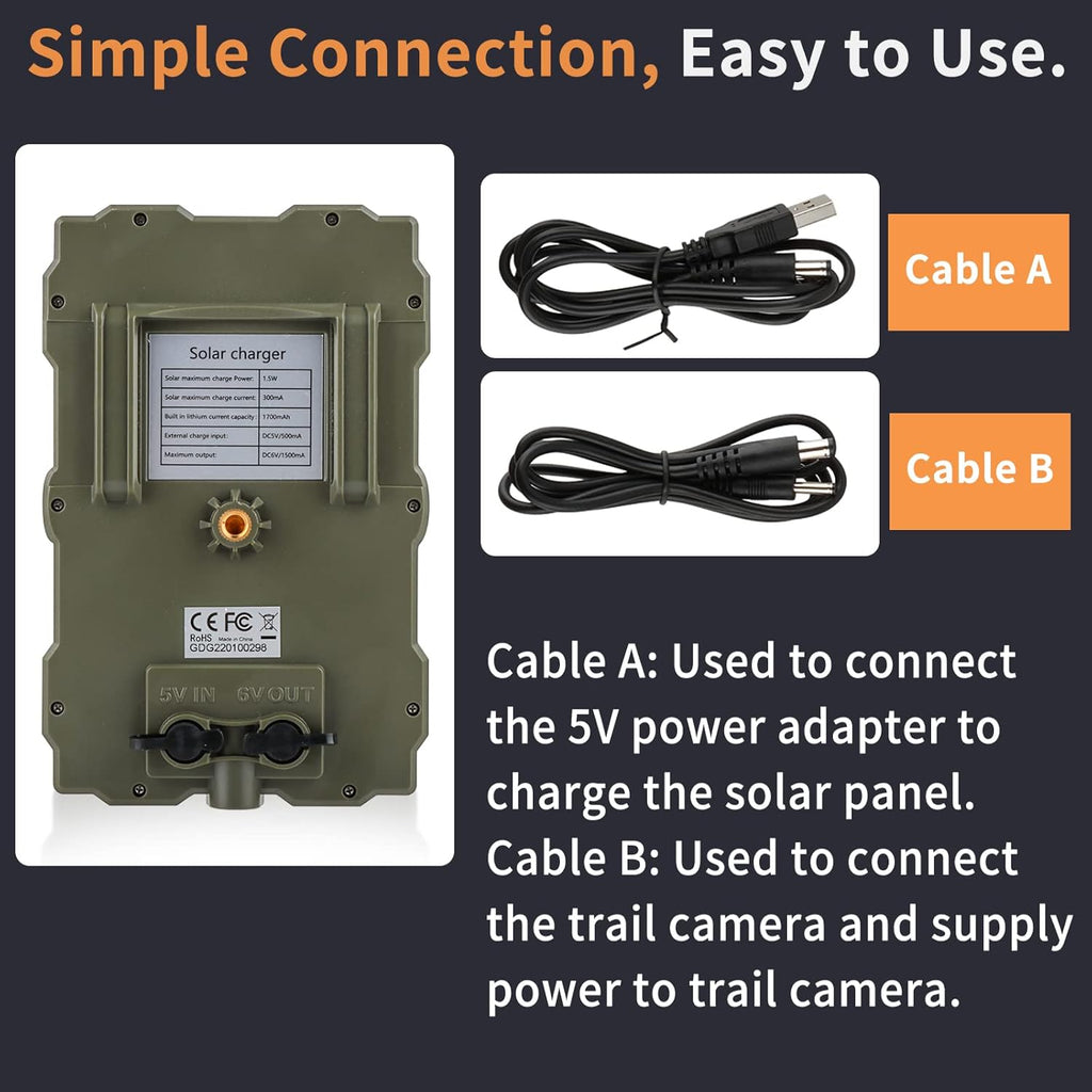 1700mAh Rechargeable Battery IP66 Waterproof Solar Charging Panel K19788