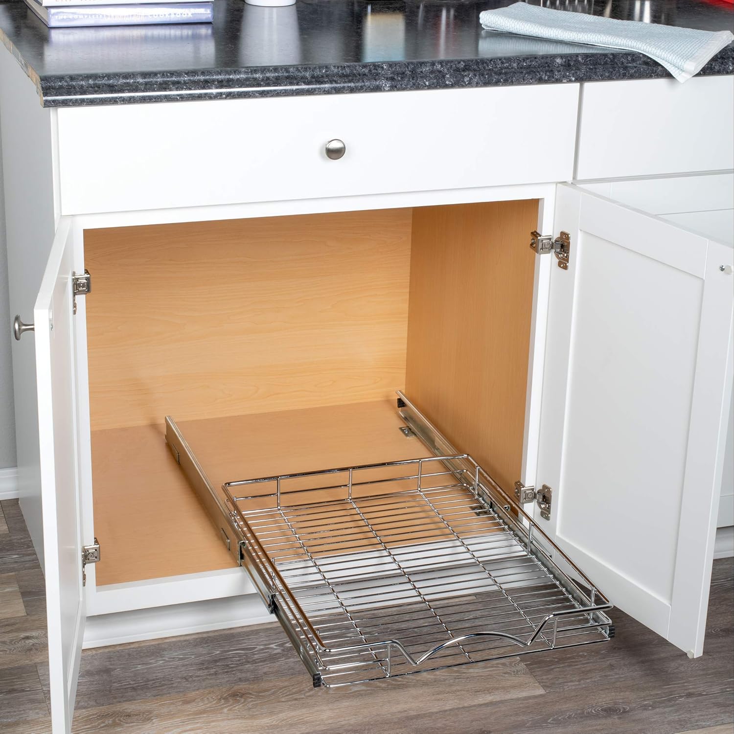 Chrome Finish Wire Frame Pull Out Drawer Cabinet Organizer D7256