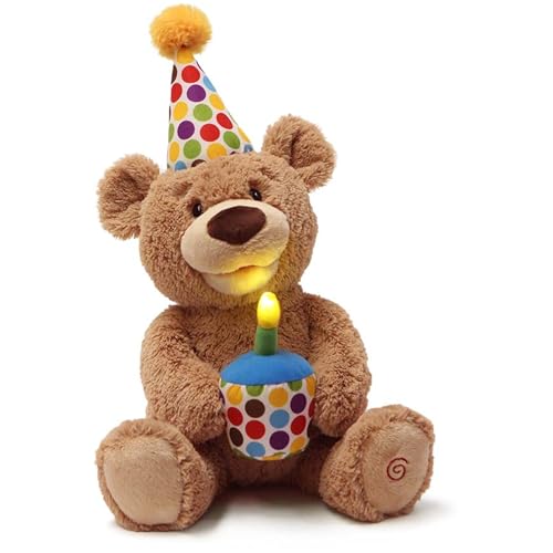 Glow-in-The-Dark Singing Stuffed Animal Plush Toy, Brown, 10” D208447