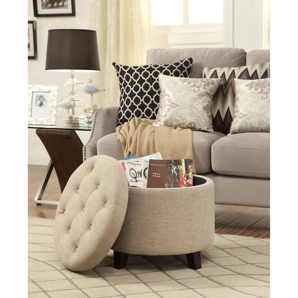 Green Fabric Round Ottoman K538