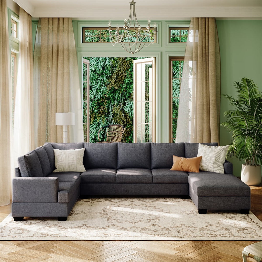Upholstered U-Shape Sectional Sofa with Chaise Lounge Couch T6171
