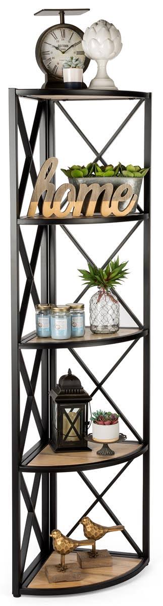 Corner Shelving Unit with 5 Solid Wood Tiers A7233