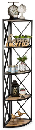 Corner Shelving Unit with 5 Solid Wood Tiers A7233