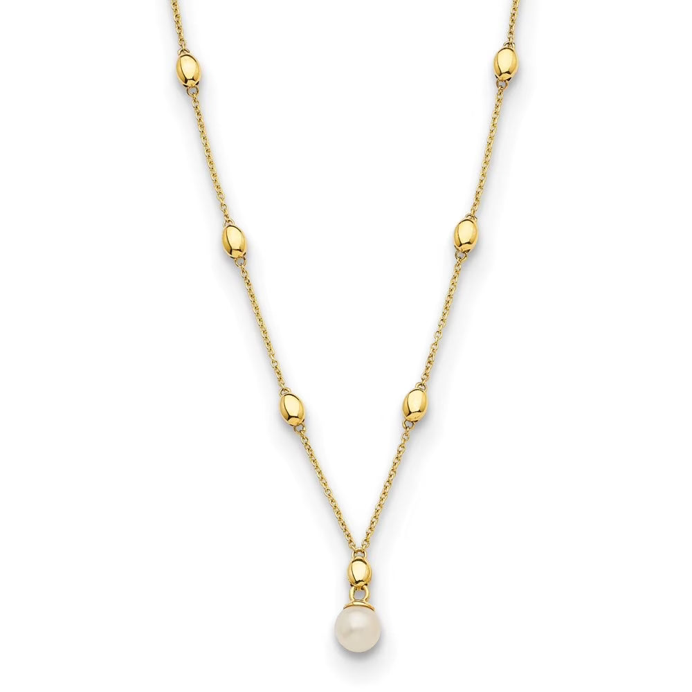 14K Yellow Gold Freshwater Cultured Pearl Necklace 16" G521