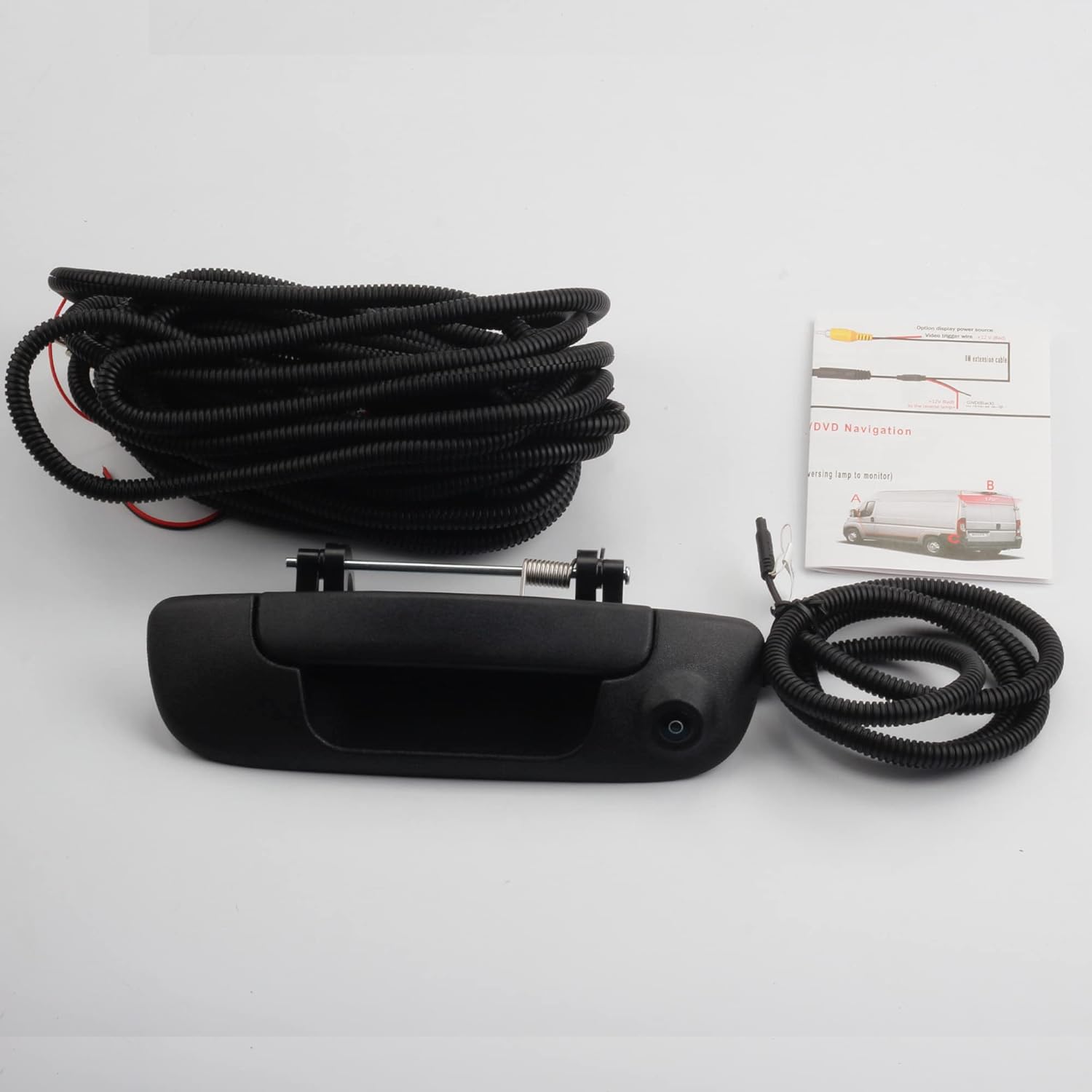 Tailgate Handle with Backup Rear View Camera for 2002-2008 Dodge Ram 1500 2500 3500, RCA Connector, Pack of 2 W23660