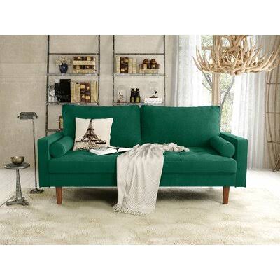 Green Velvet Square Arm Loveseat L91300