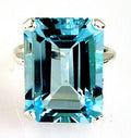 Emerald Cut Blue Topaz Ring 925 Sterling Silver 17.95 Carats K51856
