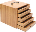 Bamboo Tea Storage Box Chest Drawer Display Cabinet Organizer F495