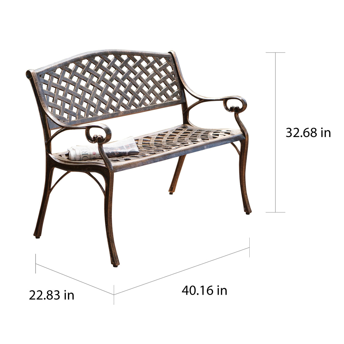 Antique Copper Cast Aluminum Bench H276