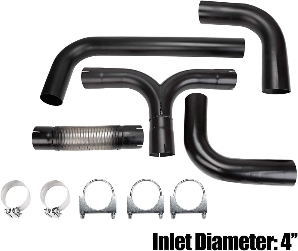 Black 5'' Stainless Steel Universal T Pipe Kit Dual Smoker Exhaust Stack System T823