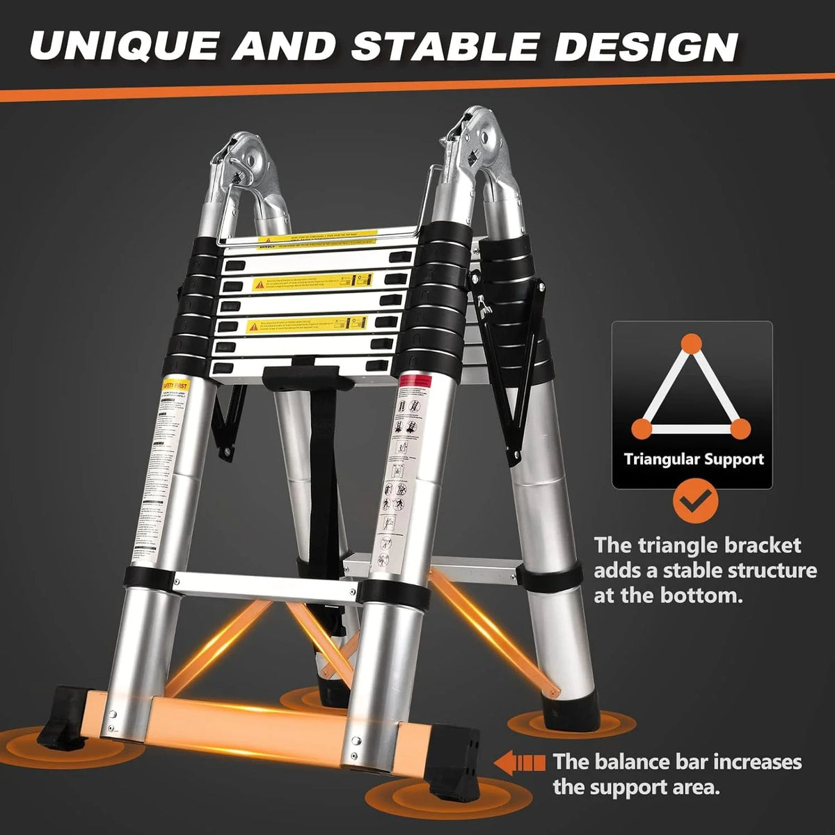 Telescoping Aluminum Extension Ladder, 16.5 Ft, 330 lb I295680