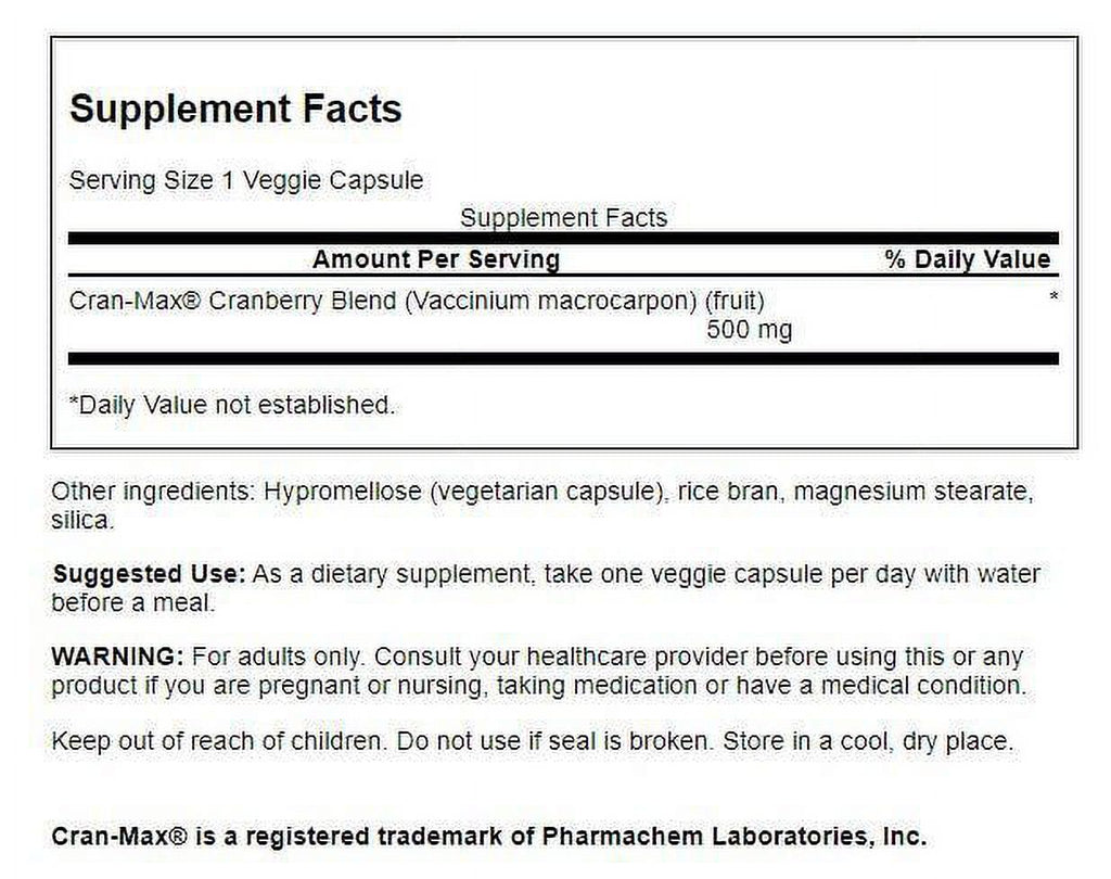 Cran-Max 500 mg 120 Veggie Capsules C355