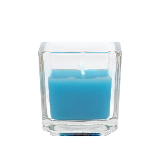 96 Pcs Turquoise Square Glass Votive Candles B373330