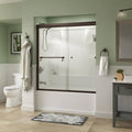Semi-Frameless Sliding Bathtub Door in Bronze with Niebla Glass R249