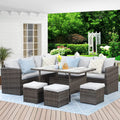 7 Piece Outdoor Dining Sectional Sofa with Dining Table and Chair W753