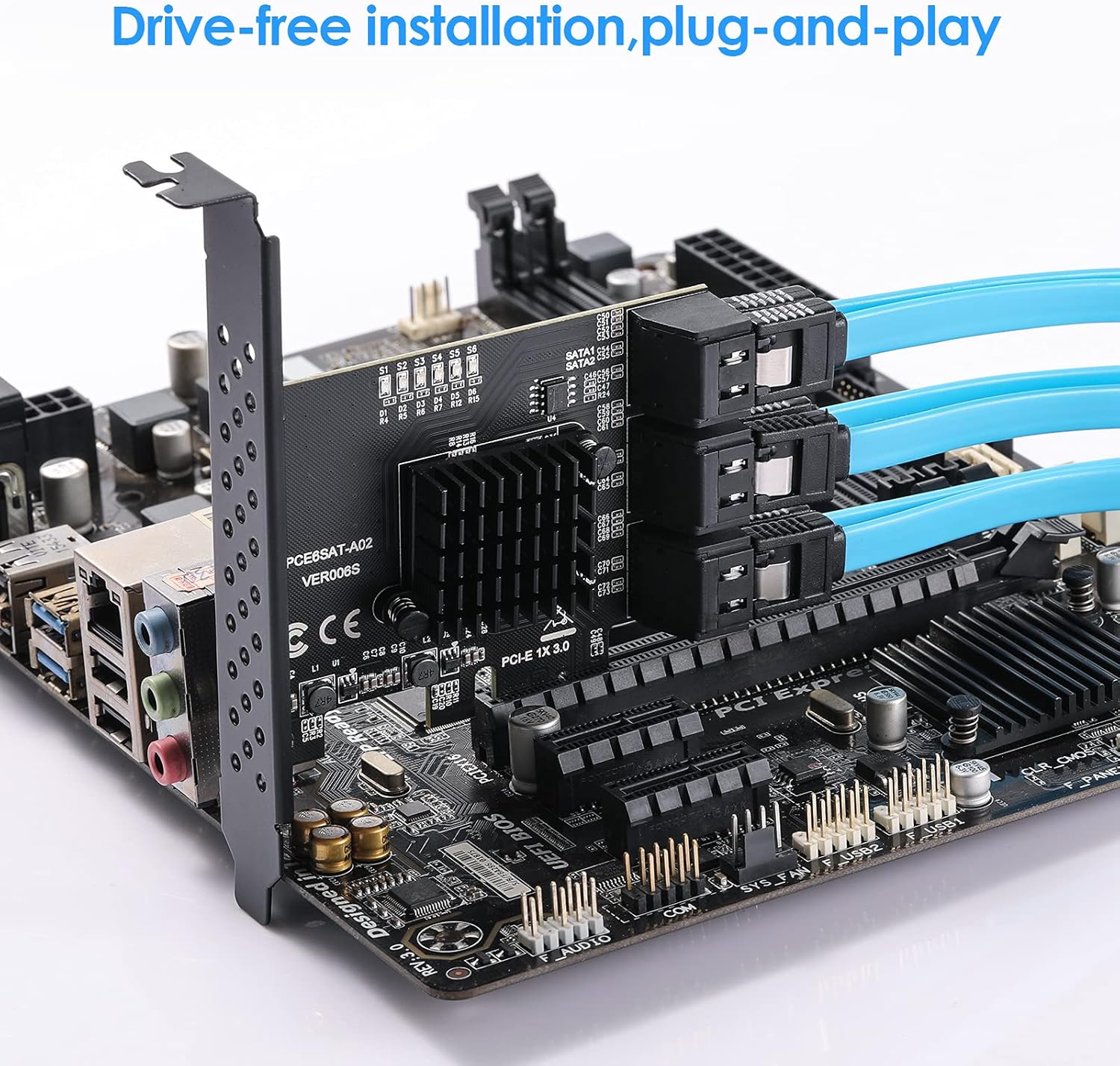 6 Port SATA 3.0 PCIe Controller Card with 6 SATA Cables X360605