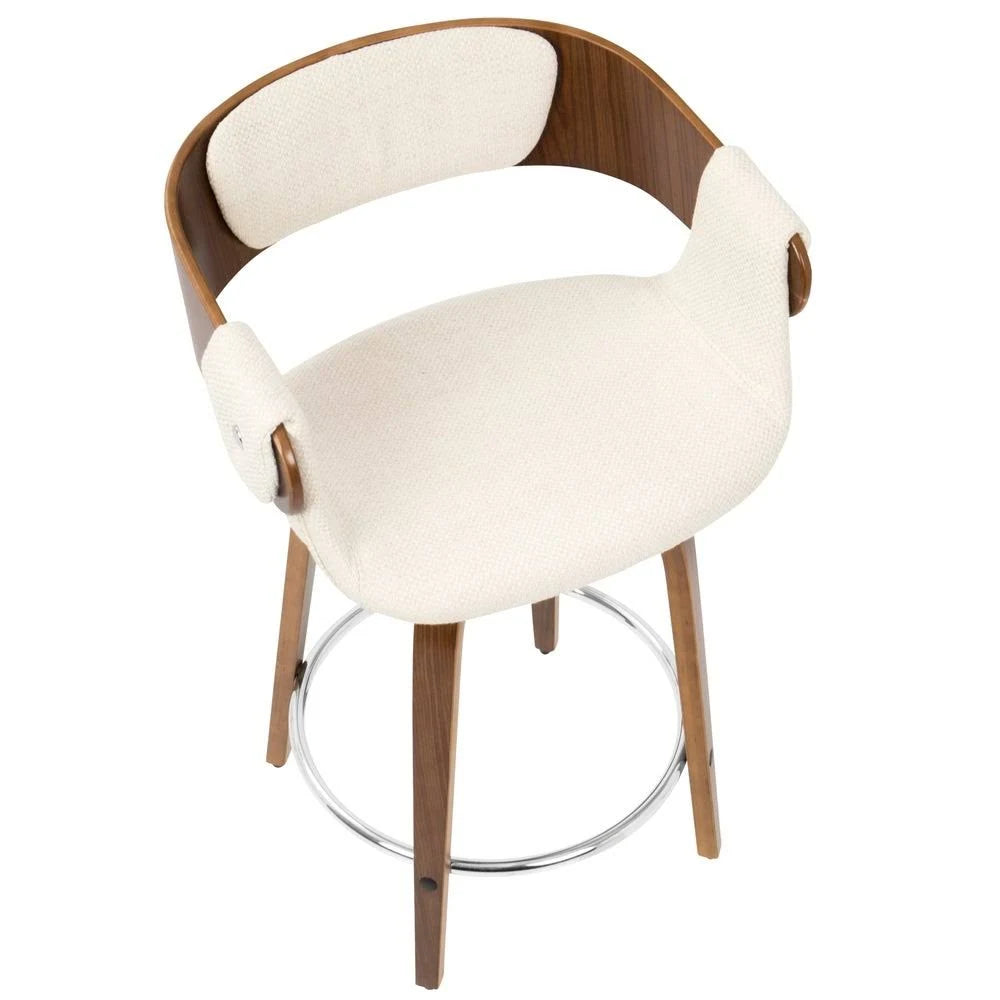 Set of 2 Counter Stool Cream Walnut Q265