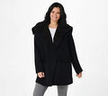 Black/Espresso Shearling Drape Car Coat, Size 2X H937223
