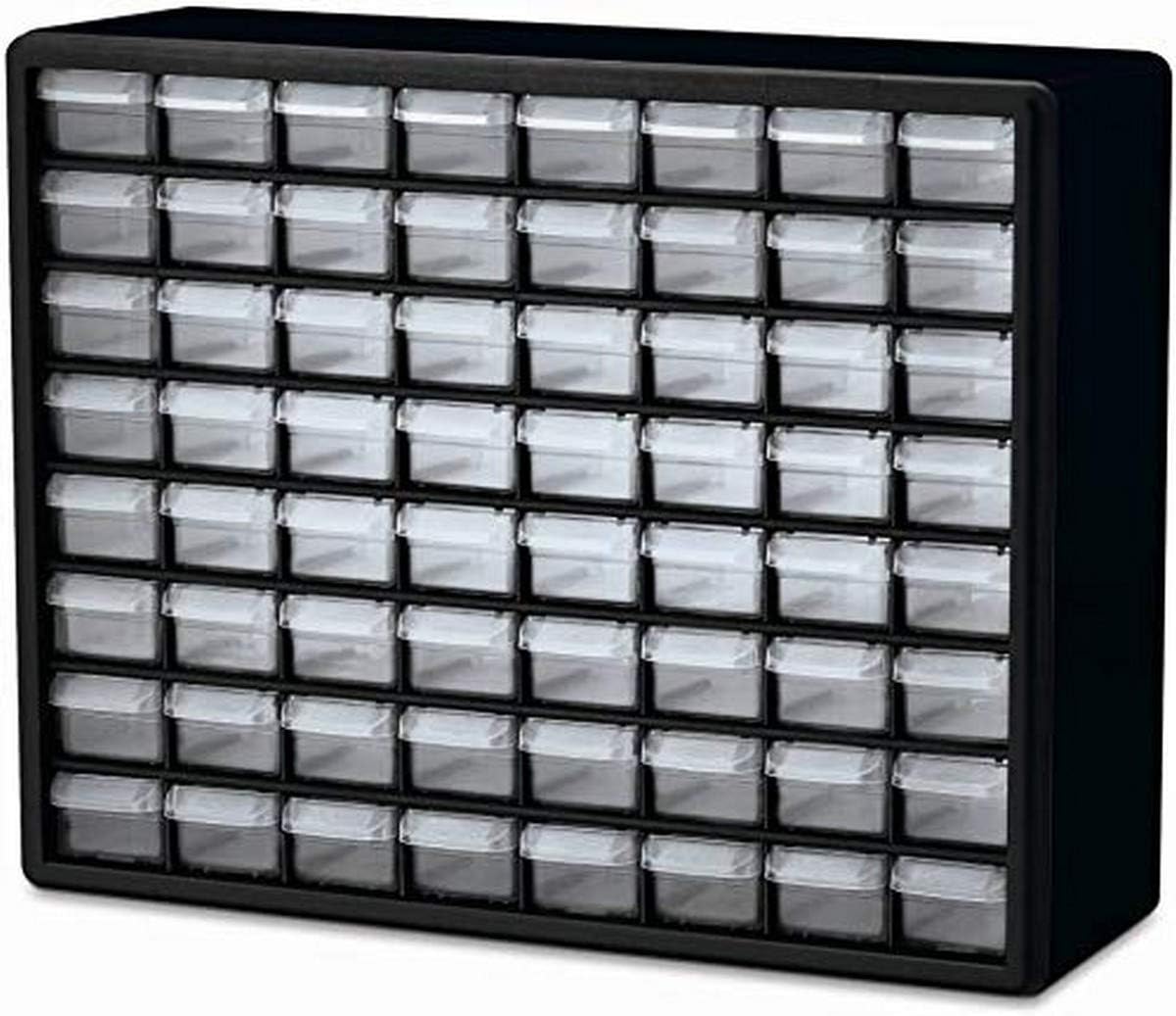 64 Drawer Plastic Parts Storage Cabinet, Black, Pack of 2 V452