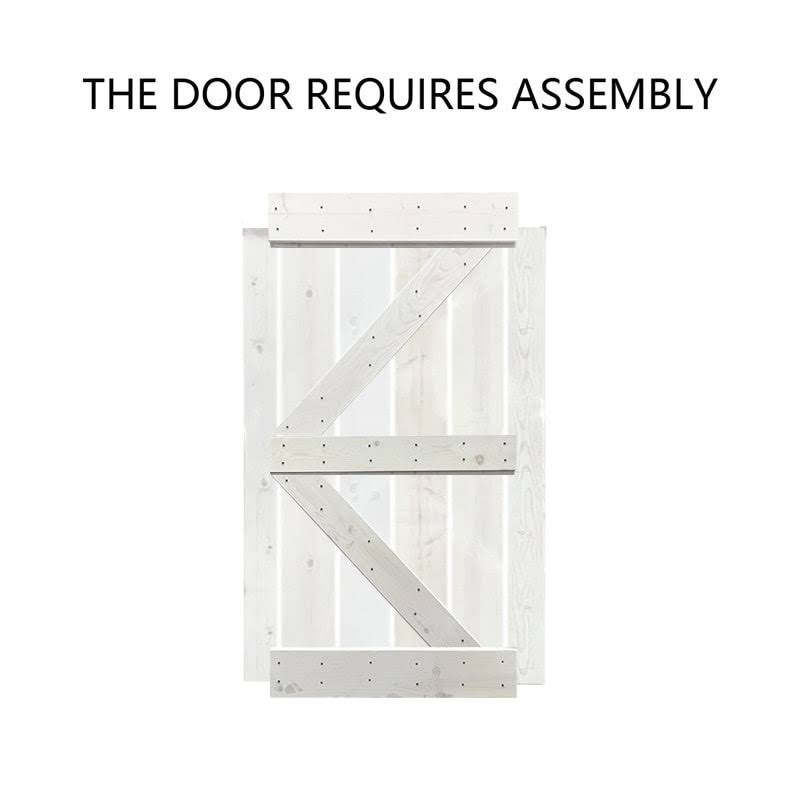Ocean Blue Stained Wood Sliding Barn Door with Hardware Kit N258