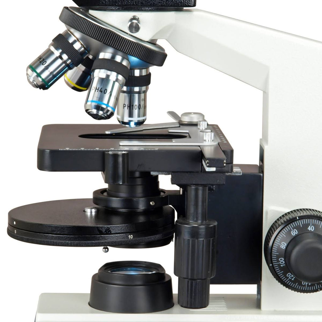 40X-2500X LED Trinocular Compound Microscope with Phase Contrast Kit W9454