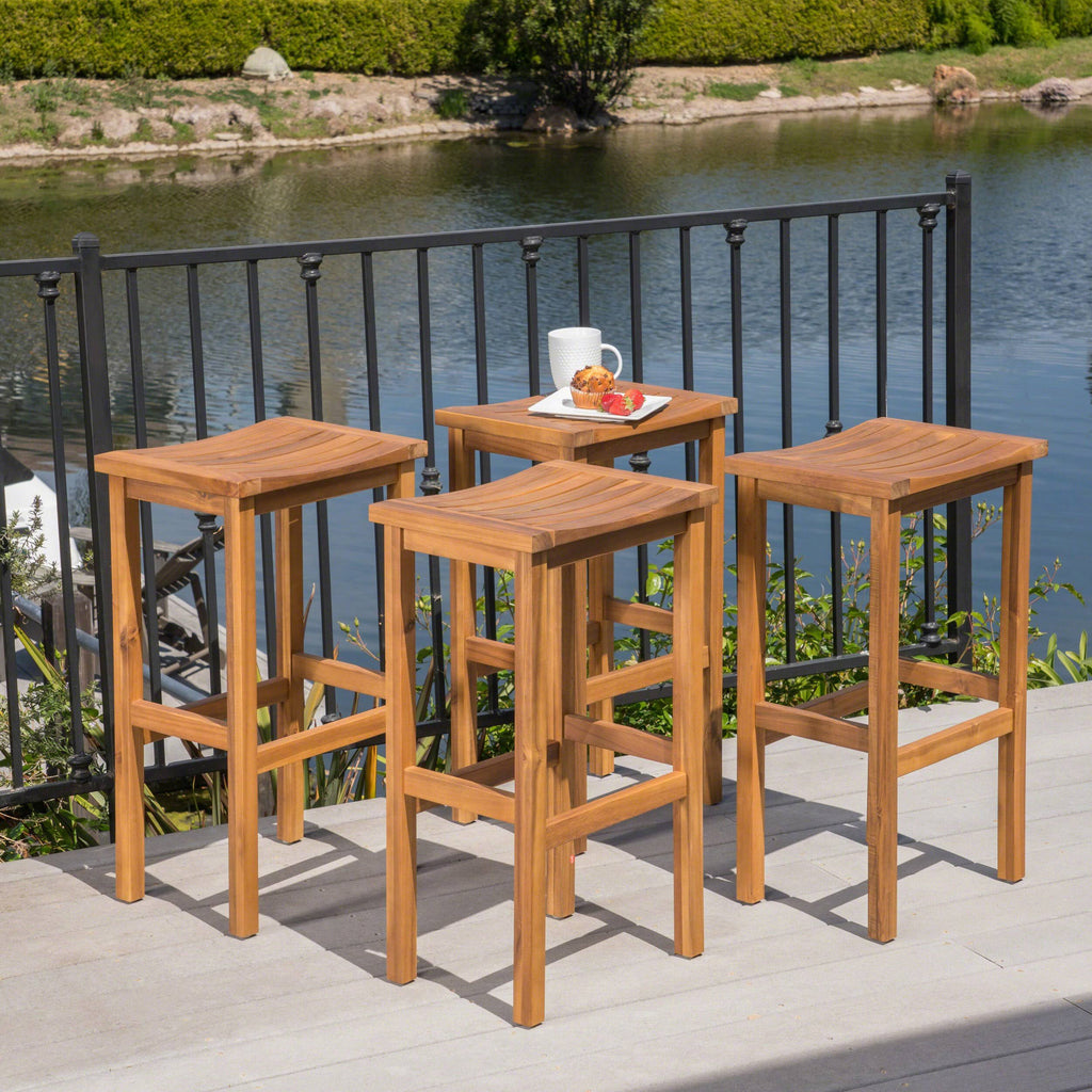 Natural Acacia Wood Barstools, Set of 2 X55094