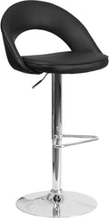 Black Vinyl Adjustable Height Barstool with Chrome H5679