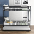 Twin-Over-Twin Metal Bunk Bed with Trundle Black I900