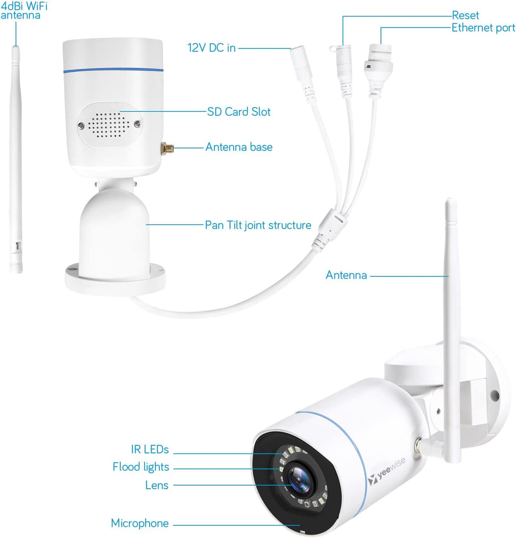 3MP Pan Tilt Wireless Security Camera Outdoor with Color Night Vision B8617