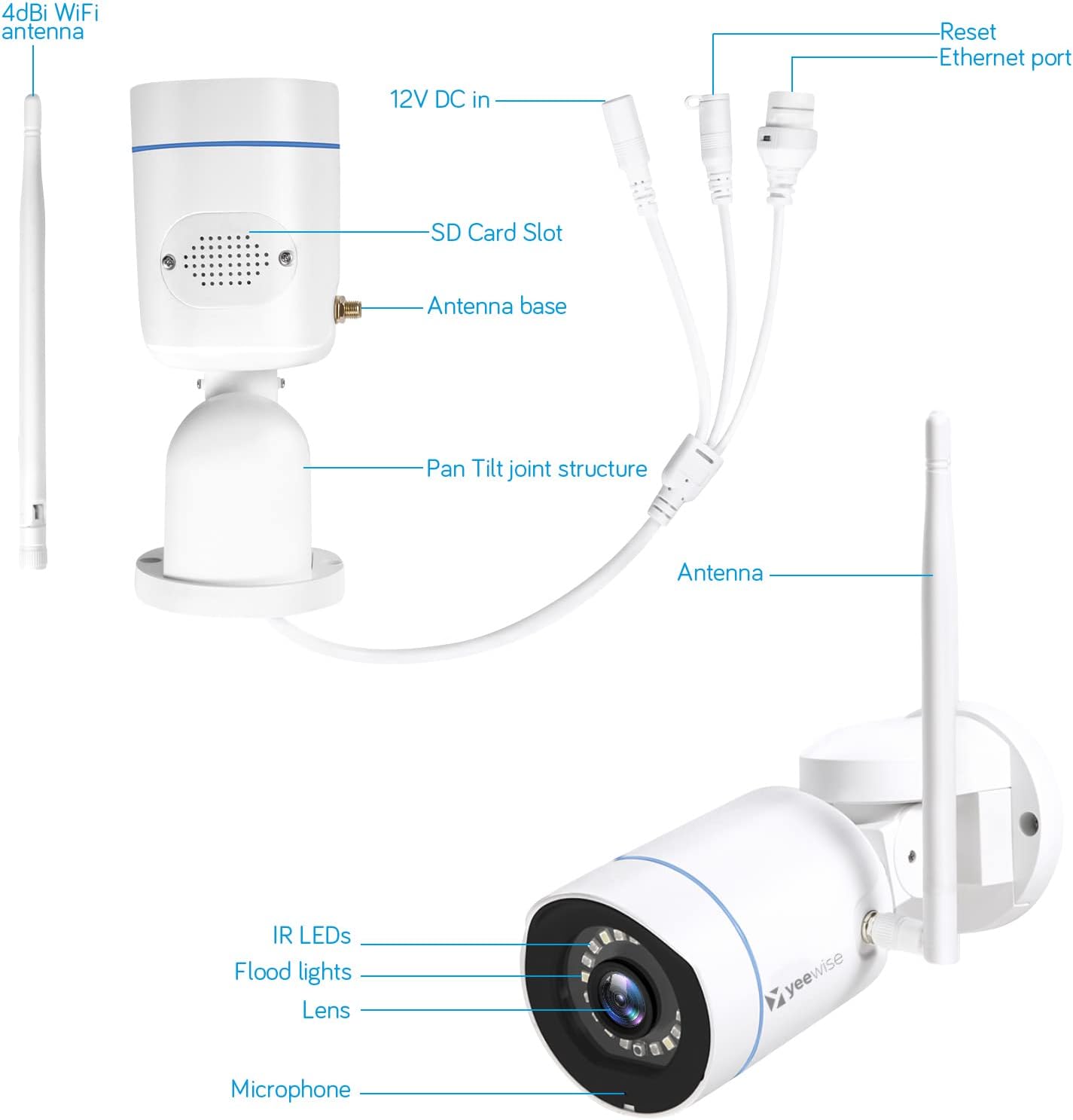 3MP Pan Tilt Wireless Security Camera Outdoor with Color Night Vision B8617