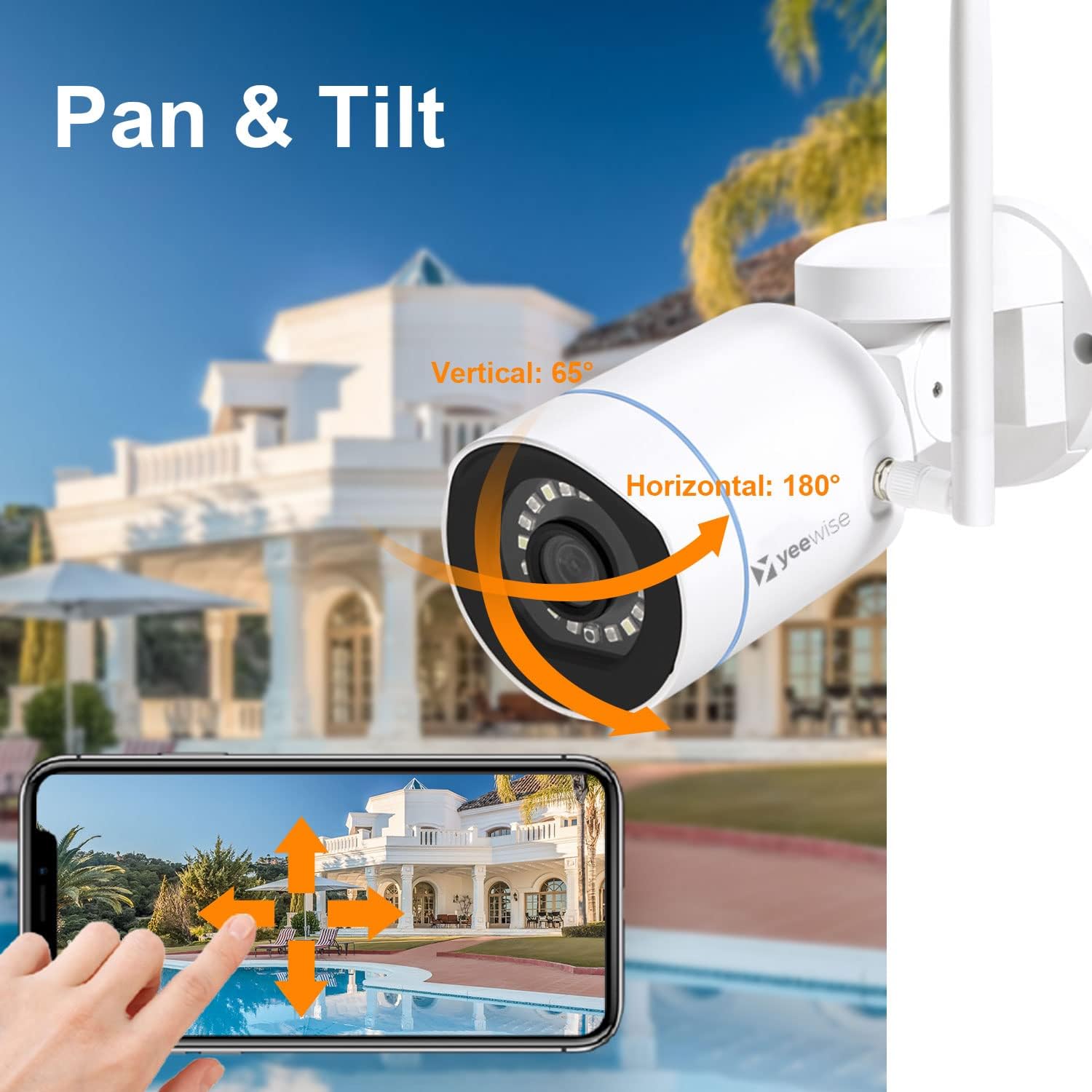 3MP Pan Tilt Wireless Security Camera Outdoor with Color Night Vision B8617