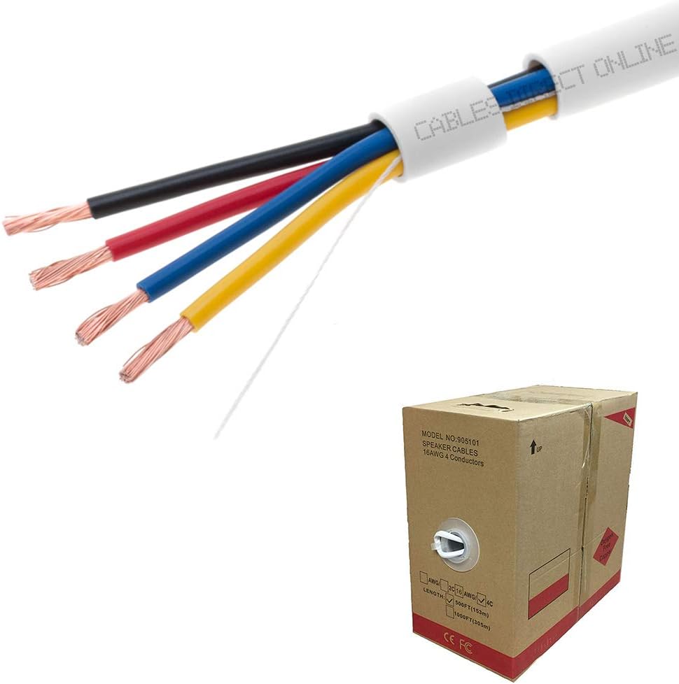 500FT 16/4 Bulk Speaker Wire 16AWG CL2 Audio Cable P91568