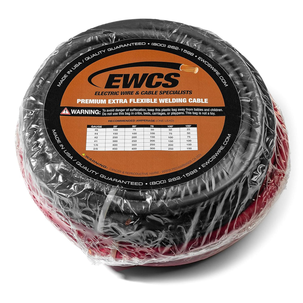 1/0 Gauge 25 Feet Black + Red Welding Cable C513554
