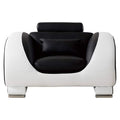 Black and White Faux Leather Wooden Sofa Chair with Headrest U76125